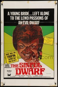 4t782 SINFUL DWARF 1sh '73 young bride left alone to the lewd passions of evil dwarf, Abducted Bride