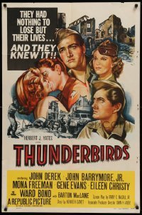 4t893 THUNDERBIRDS 1sh '52 cool art of John Derek & John Barrymore!