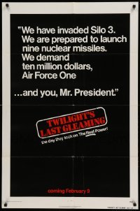 4t915 TWILIGHT'S LAST GLEAMING advance 1sh '77 Robert Aldrich directed, Burt Lancaster, Widmark!