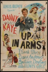 4t930 UP IN ARMS style A 1sh '44 funnyman Danny Kaye & sexy Dinah Shore, half-dressed Goldwyn Girls!