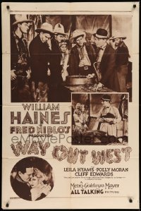 4t954 WAY OUT WEST rotogravure 1sh '30 Leila Hyams and cowboy William Haines, all talking, rare!