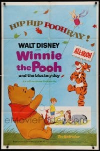 4t976 WINNIE THE POOH & THE BLUSTERY DAY 1sh '69 A.A. Milne, Tigger, Piglet, Eeyore!