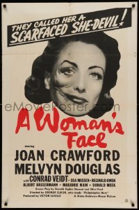 4t001 WOMAN'S FACE 1sh '41 they called Joan Crawford a scarfaced she-devil, different, ultra rare!