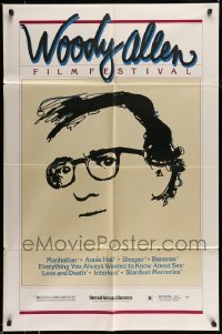 4t984 WOODY ALLEN FILM FESTIVAL 1sh '81 cool headshot artwork of the director, his eight best!