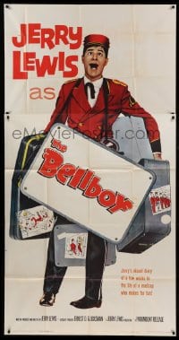 4w413 BELLBOY 3sh '60 wacky artwork of hotel attendant Jerry Lewis carrying too much luggage!
