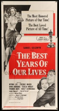 4w418 BEST YEARS OF OUR LIVES 3sh R54 Dana Andrews hugs Teresa Wright, sexy Virginia Mayo!