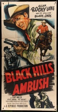 4w430 BLACK HILLS AMBUSH 3sh '52 cool full-length art of cowboy Allan Rocky Lane holding his gun!