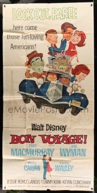 4w442 BON VOYAGE 3sh '62 Walt Disney, Fred MacMurray, Jane Wyman, great wacky art!