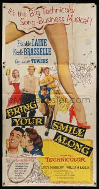 4w451 BRING YOUR SMILE ALONG 3sh '55 Frankie Laine, sexy Constance Towers, first Blake Edwards!
