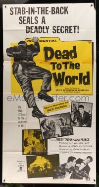 4w522 DEAD TO THE WORLD 3sh '61 stab in the back seals a secret, he had 72 hours to find murderer!