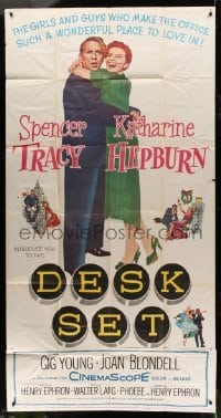 4w531 DESK SET 3sh '57 Spencer Tracy & Katharine Hepburn make the office a wonderful place!