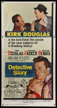 4w533 DETECTIVE STORY 3sh R60 William Wyler, Kirk Douglas, Eleanor Parker, the hard-fisted version!