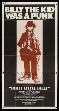 4w538 DIRTY LITTLE BILLY 3sh '72 cool art of Michael J. Pollard as Billy the Kid!