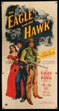 4w551 EAGLE & THE HAWK 3sh '50 western art of John Payne, Rhonda Fleming & Dennis O'Keefe!