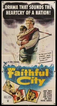 4w564 FAITHFUL CITY 3sh '52 the first great Israeli production, cool art of man with refugee boy!