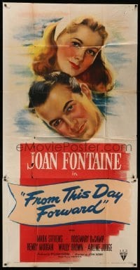 4w582 FROM THIS DAY FORWARD 3sh '46 romantic art of pretty Joan Fontaine & Mark Stevens!