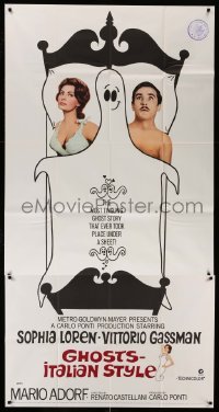 4w589 GHOSTS - ITALIAN STYLE int'l 3sh '68 sexy Sophia Loren in bed with ghost & Vittorio Gassman!