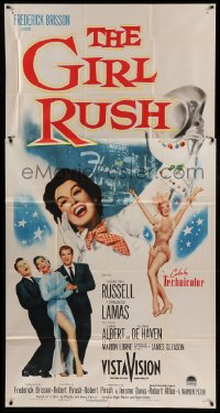 4w592 GIRL RUSH 3sh '55 great image of sexy showgirl Rosalind Russell, Lamas & Albert in Las Vegas!