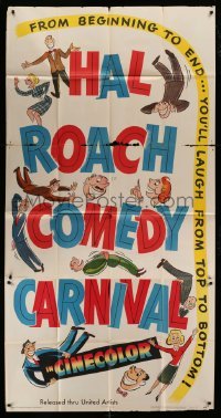 4w611 HAL ROACH COMEDY CARNIVAL 3sh '47 odd re-packaging of Curly & Fabulous Joe!