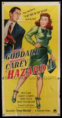 4w616 HAZARD 3sh '48 sexy compulsive gambler Paulette Goddard loses her dress to Macdonald Carey!