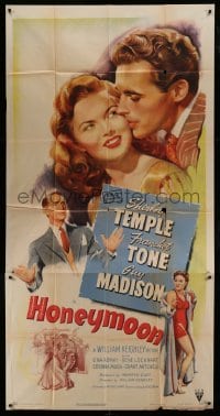 4w628 HONEYMOON 3sh '47 great romantic art of newlyweds Shirley Temple & Guy Madison in Mexico!