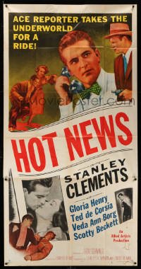 4w630 HOT NEWS 3sh '53 ace newspaper reporter Stanley Clements takes the underworld for a ride!