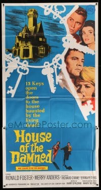 4w633 HOUSE OF THE DAMNED 3sh '63 13 keys open the doors to the house haunted by the living dead!