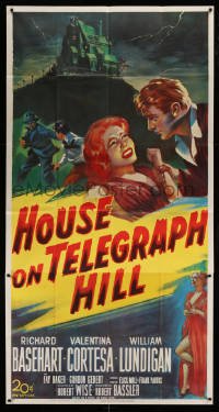 4w634 HOUSE ON TELEGRAPH HILL 3sh '51 Basehart, Cortesa, Robert Wise film noir, cool artwork!