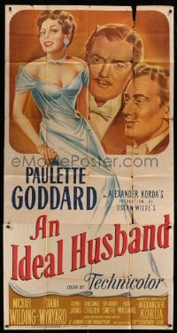 4w640 IDEAL HUSBAND 3sh '48 art of pretty Paulette Goddard, Oscar Wilde, Alexander Korda