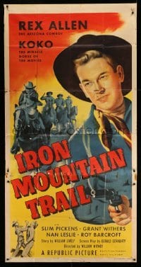 4w645 IRON MOUNTAIN TRAIL revised 3sh '53 great close up art of cowboy Rex Allen with smoking gun!