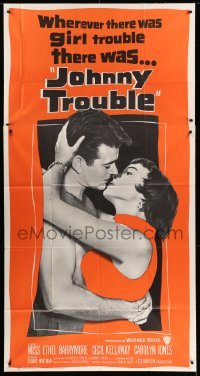 4w656 JOHNNY TROUBLE 3sh '57 wherever there was girl trouble, there was Carolyn Jones!