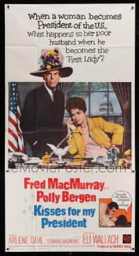 4w665 KISSES FOR MY PRESIDENT 3sh '64 Fred MacMurray, Polly Bergen, is America prepared!