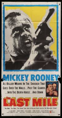 4w669 LAST MILE 3sh '59 different c/u of Mickey Rooney as Killer Mears breaking out of Death Row!