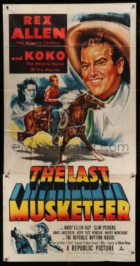 4w670 LAST MUSKETEER 3sh '52 art of Arizona Cowboy Rex Allen & Koko, Miracle Horse of the Movies!