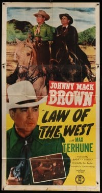 4w675 LAW OF THE WEST 3sh '49 Johnny Mack Brown & Max Terhune stop crooked real estate agents!