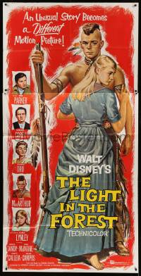 4w683 LIGHT IN THE FOREST 3sh '58 Disney, full-length art of Native American James MacArthur!