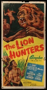 4w689 LION HUNTERS 3sh '51 Johnny Sheffield as Bomba the Jungle Boy in Africa!