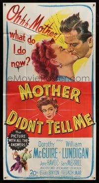 4w731 MOTHER DIDN'T TELL ME 3sh '50 art of Dorothy McGuire & William Lundigan kissing!