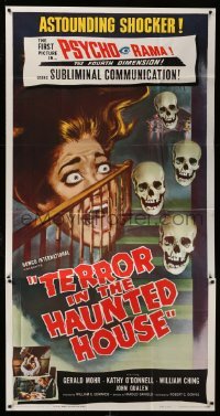 4w741 MY WORLD DIES SCREAMING 3sh '58 Terror in the Haunted House, astounding shocker, different!