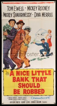 4w747 NICE LITTLE BANK THAT SHOULD BE ROBBED 3sh '58 Tom Ewell, Mickey Rooney & Shaughnessy!