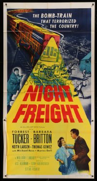 4w749 NIGHT FREIGHT 3sh '55 Forrest Tucker & the bomb-train that terrorized the country!