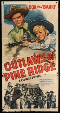 4w772 OUTLAWS OF PINE RIDGE 3sh '42 great art of Don Red Barry & pretty Lynn Merrick with gun!