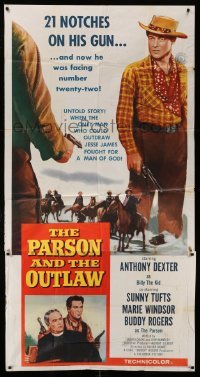 4w780 PARSON & THE OUTLAW 3sh '57 Anthony Dexter stars in the untold story of Billy the Kid!