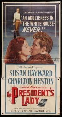 4w800 PRESIDENT'S LADY 3sh '53 art of adulteress Susan Hayward & Charlton Heston as Andrew Jackson!