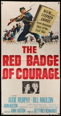 4w816 RED BADGE OF COURAGE 3sh '51 Audie Murphy, John Huston, from Stephen Crane Civil War novel!