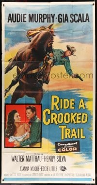 4w824 RIDE A CROOKED TRAIL 3sh '58 cowboy Audie Murphy faces a killer mob & a fear-crazed town!