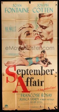 4w844 SEPTEMBER AFFAIR 3sh '51 William Dieterle, art of sexy Joan Fontaine & Joseph Cotten!