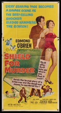 4w850 SHIELD FOR MURDER 3sh '54 Edmond O'Brien is a dame-hungry killer-cop running berserk!