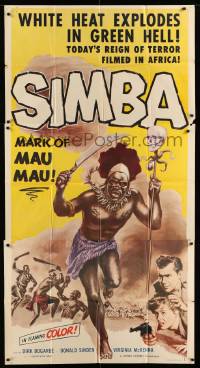 4w855 SIMBA 3sh '55 white heat explodes in green hell, today's reign of terror filmed in Africa!