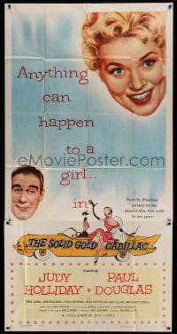 4w865 SOLID GOLD CADILLAC 3sh '56 Hirschfeld art of Judy Holliday & Paul Douglas in car!